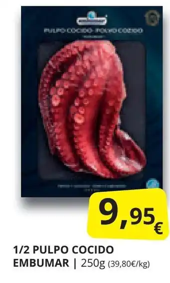 Supermercados MAS 1/2 PULPO COCIDO EMBUMAR | 250g (39,80€/kg) oferta