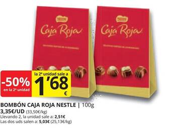Supermercados MAS BOMBÓN CAJA ROJA NESTLE | 100g oferta