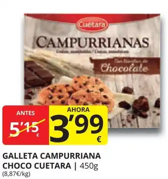 Supermercados MAS GALLETA CAMPURRIANA CHOCO CUETARA oferta