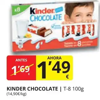 Supermercados MAS KINDER CHOCOLATE oferta