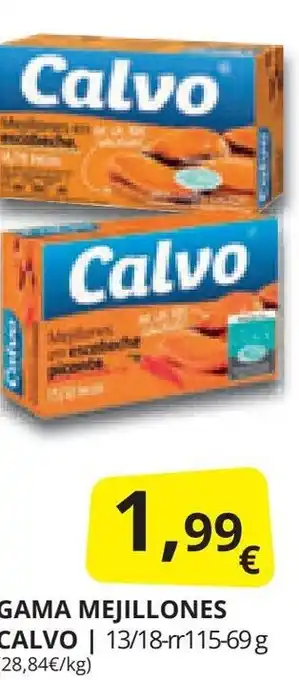 Supermercados MAS GAMA MEJILLONES CALVO oferta