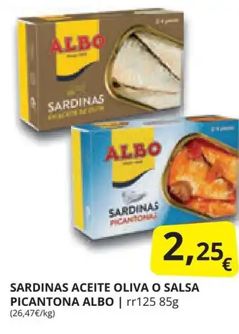 Supermercados MAS SARDINAS ACEITE OLIVA O SALSA PICANTONA ALBO oferta