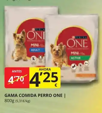 Supermercados MAS GAMA COMIDA PERRO ONE | 800g (5,31€/kg) oferta