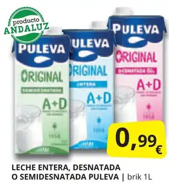 Supermercados MAS LECHE ENTERA, DESNATADA O SEMIDESNATADA PULEVA | brik 1L oferta