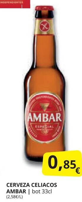 Supermercados MAS CERVEZA CELIACOS AMBAR | bot 33cl oferta