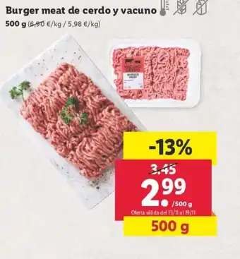 Lidl Burger meat de cerdo y vacuno oferta