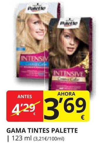 Supermercados MAS GAMA TINTES PALETTE oferta