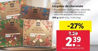 Lidl J.D.Gross Lingotes de chocolate oferta