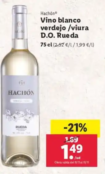 Lidl Hachón® Vino blanco verdejo /viura D.O. Rueda oferta