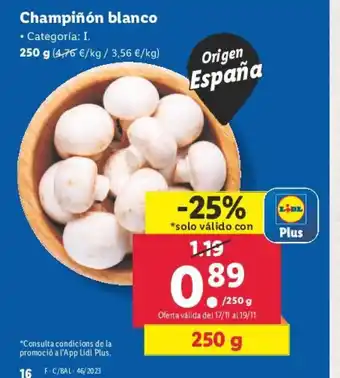 Lidl Champiñón blanco oferta