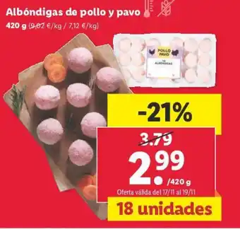 Lidl Albóndigas de pollo y pavo oferta