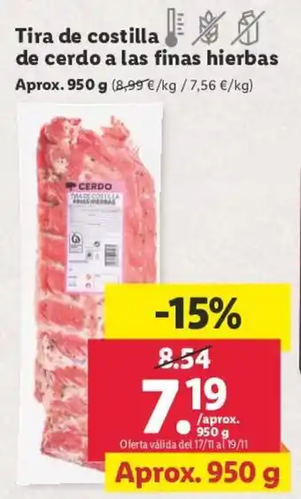 Lidl Tira de costilla de cerdo a las finas hierbas oferta