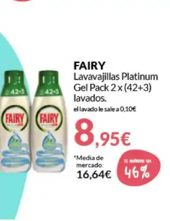 PrimaPrix Fairy Lavavajillas Platinum Gel Pack 2 x (42+3) lavados oferta