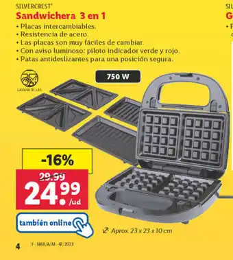 Lidl Sandwichera 3 en 1 oferta