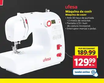 Lidl ufesa Màquina de cosir Máquina de coser oferta