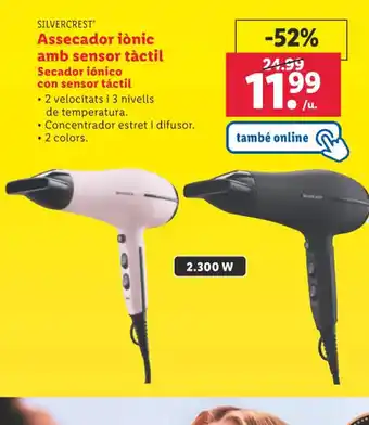 Lidl SILVERCREST Assecador iònic amb sensor tàctil Secador iónico con sensor táctil oferta