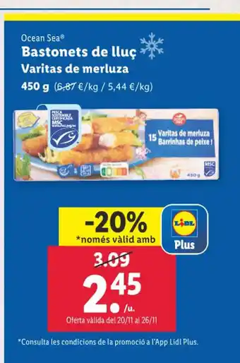 Lidl Bastonets de lluç Varitas de merluza oferta