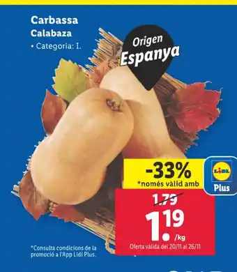 Lidl Carbassa Calabaza oferta