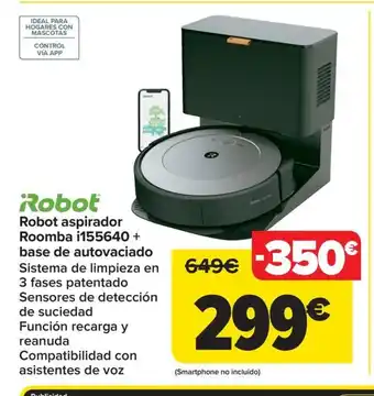 Carrefour Robot aspirador Roomba i155640 + base de autovaciado oferta