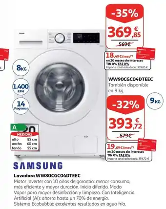 Alcampo Lavadora WW80CGC04DTEEC oferta