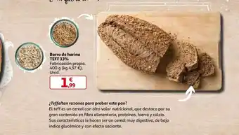 Alcampo Barra de harina Teff 13% 400 g oferta