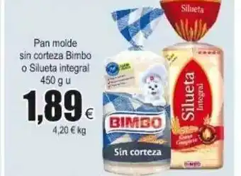 FROIZ Bimbo Pan Molde sin Corteza O Silueta Integral 450 g u oferta
