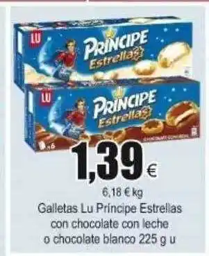 FROIZ Principe Galletas Lu Estrellas con chocolate con leche O chocolate blanco 225 g u oferta