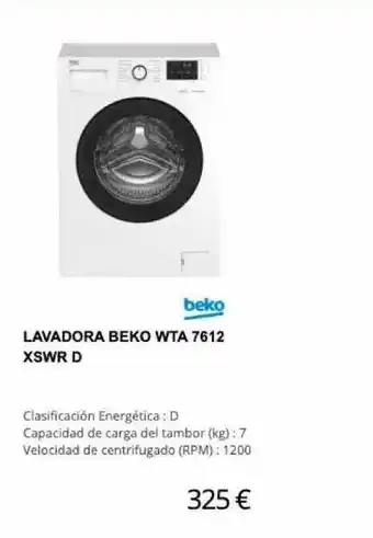 Milar Beko Lavadora WTA 7612 XSWR D oferta