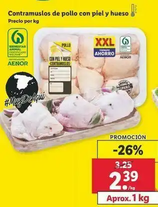 Lidl Contramuslos de pollo con piel y hueso oferta