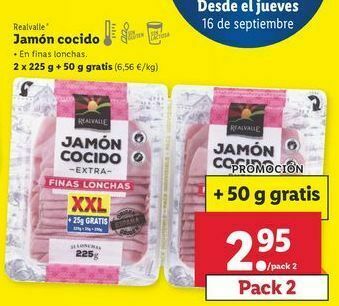 Lidl Jamón cocido realvalle oferta
