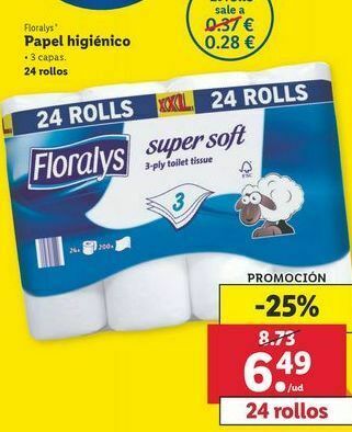 Lidl Papel higiénico floralys oferta