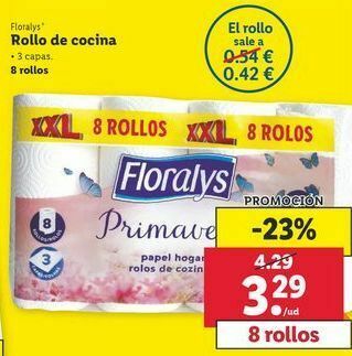 Lidl Papel de cocina floralys oferta