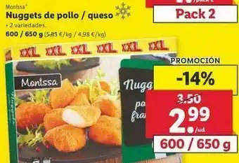 Lidl Nuggets de pollo/queso monissa oferta