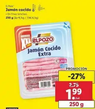 Lidl Jamón cocido el pozo oferta