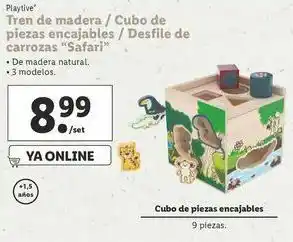 Lidl Tren de madera/cubo de piezas encajables/des oferta