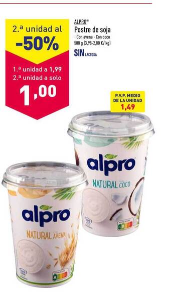 ALDI Alpro Postre de soja oferta