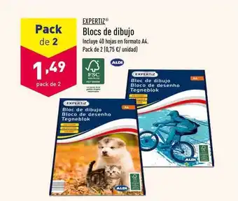 ALDI Expertiz Blocs de dibujo, Pack de 2 oferta