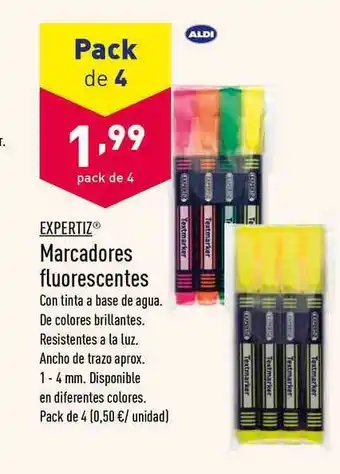 ALDI Expertiz Marcadores flourescentes, Pack de 4 oferta