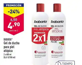 ALDI Babaria Gel de ducha para piel atópica 2 x 600 ml oferta
