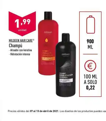 ALDI Mildeen Hair Care Champú 900 ml oferta