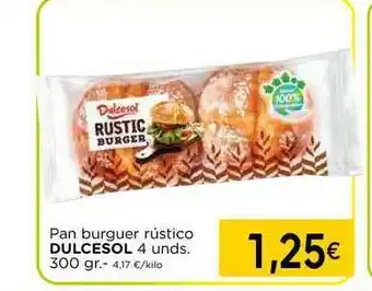 Supermercados Piedra Dulcesol Pan Burguer Rústico 4 unds. 300gr oferta