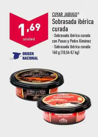 ALDI Cuyar Jabugo Sobrasada Ibérica Curada 160 g oferta