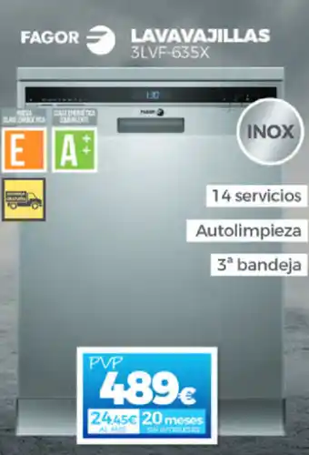 Electrocash Fagor Lavavajillas 3LVF-635X oferta