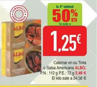 Masymas Albo Calamar En Su Tinta O Salsa Americana oferta