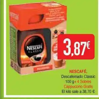 Masymas Nescafé Descafeinado Classic 100g+ 4 Sobres Cappuccino Gratis oferta