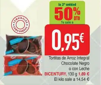 Masymas Bicentury Tortitas De Arroz Integral Chocolate Negro O Con Leche 130g oferta