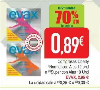 Masymas Evax Compresas Liberty Normal Con Alas O Super Con Alas oferta