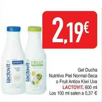 Masymas Lactovit Gel Ducha Nutritivo Piel Normal-Seca O Fruit Antiox Kiwi Uva 600ml oferta