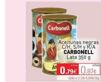 Cuevas Cash Carbonell Aceitunas Negras C-H, S-H Y R-A Lata 350g oferta