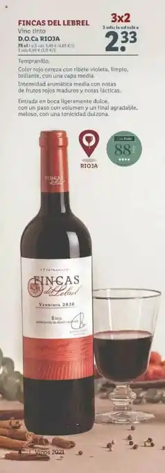 Lidl Fincas Del Lebrel Vino Tinto D.O.Ca Rioja 75cl oferta